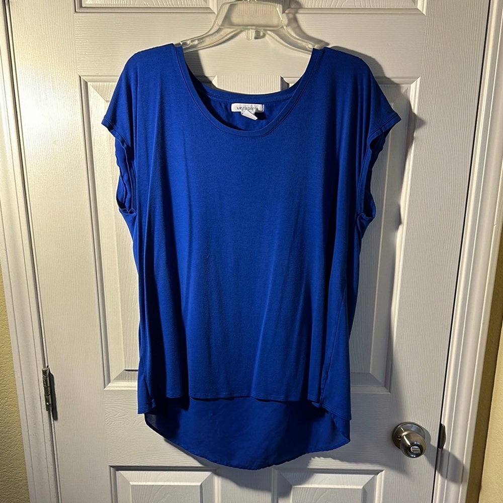 Vibrant Blue Relaxed Dolman Sleeve Blouse with Cap Sleeves